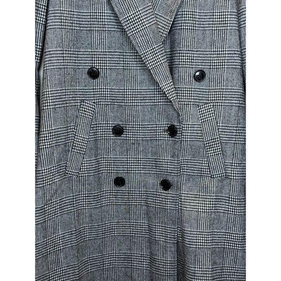 Nili Lotan Women's Size S Black White Plaid Double Breasted Overcoat - Picture 7 of 10